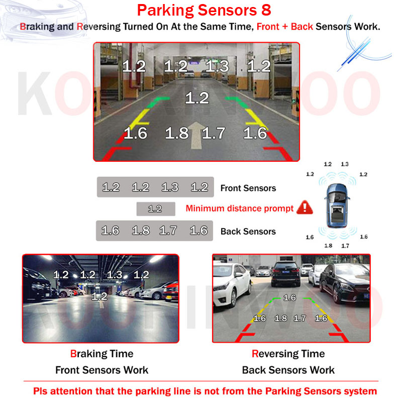 쿠린우 파크트로닉 자동차 알람 레이더 감지기 4개 주차 - Car Parking Sensor 8 Sensor Front Rear 리뷰 및 가격